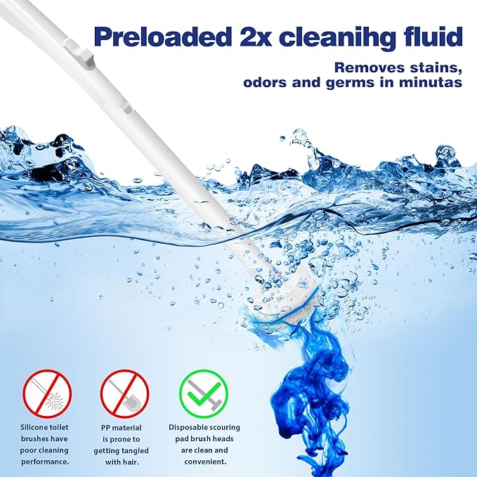 2 Pack Disposable Toilet Brush Set with 60 Refills Wall-mounted Toilet Bowl Wand Kit-2 Extend Toliet Wand 2 Storage Holder&amp60 Disposable Refill Pre-Filled Cleaning Solution for Deep Cleaning Toi