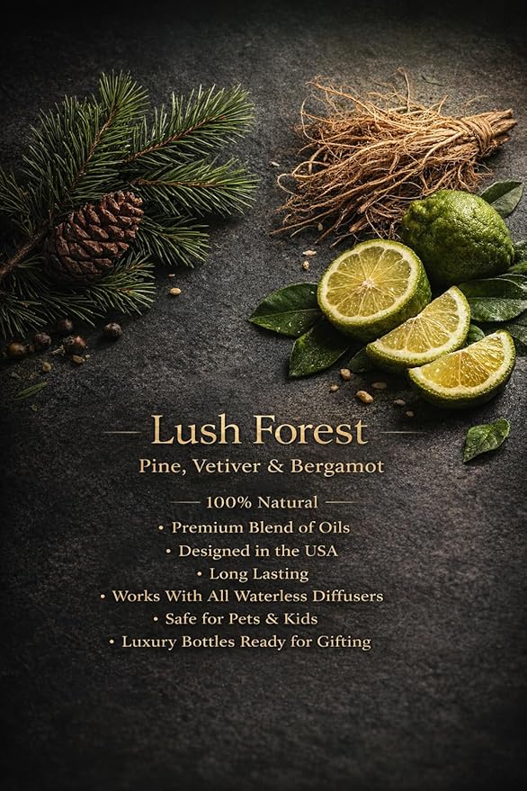 LuvAir™ Woody Collection Aroma Oil Refill – Warm Earthy Fragrance for Car and Home Waterless Diffusers (50 ml Lush Forrest)