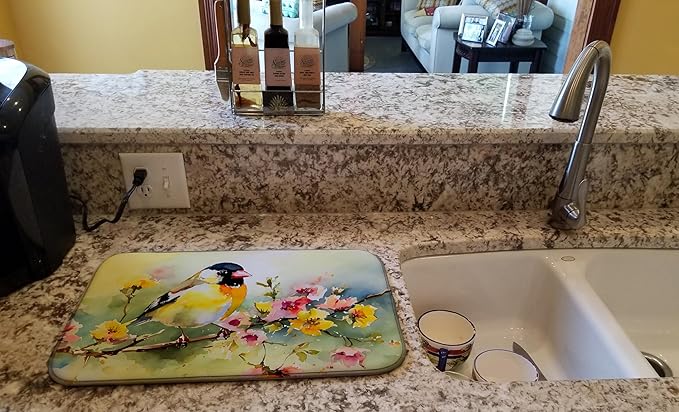 Caroline's Treasures DAC3224DDM Goldfinch Dish Drying Mat Absorbent Dish Drying Mat Pad for Kitchen Counter Dish Drainer Mat for Countertop 14 x 21 Multicolor