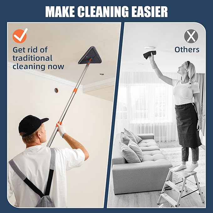 80 Extendable Wall Cleaner Mop with Rotating Head | 3-in-1 Adjustable Wall Mop with Microfiber Pads &amp Gloves | 360° Wall Cleaner with Long Handle for Windows Floors &amp Baseboards