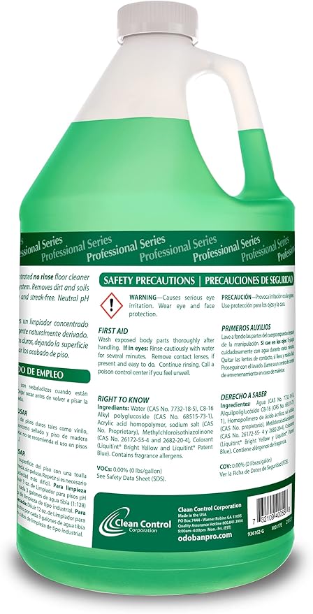 OdoBan Professional Series Neutral pH No Rinse Floor Cleaner Concentrate Made in the USA 4 Gallons
