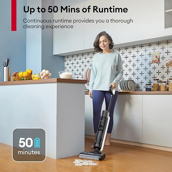 Ultenic Wet Dry Vacuum Cleaner Cordless Vacuum Mop Combo with Self-Cleaning 50min Runtime Smart Mess Detection Edge Cleaning LED Display 3-in-1 Floor Cleaner Machine for Hard Floor AC1 Elite