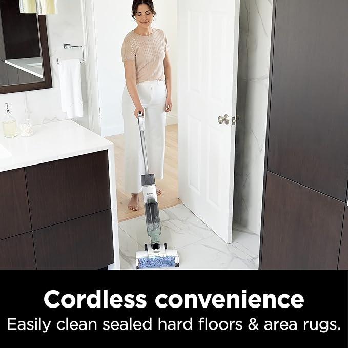 Shark AW302 HydroVac Cordless Pro XL 3-in-1 Vacuum Mop &amp Self-Cleaning System with 2 Brushrolls &amp 2 Solutions for Multi-Surface Cleaning for Hardwood Tile Area Rug &amp More Tea Green