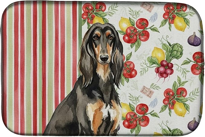 Caroline's Treasures Black &amp Tan Afghan Hound Vegetables Dish Drying Mat Absorbent Dish Drying Mat Pad for Kitchen Counter Dish Drainer Mat for Countertop 14 x 21 Multicolor