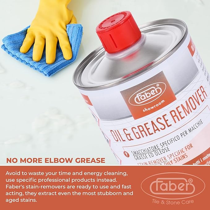 FABER Oil &amp Grease Stain Remover – Marble &amp Granite Cleaner – Easy to Use on Vertical Surfaces – Fast Acting Specific for Greasy and Oily Stains – Oil Spot Driveway Remover - 500ML
