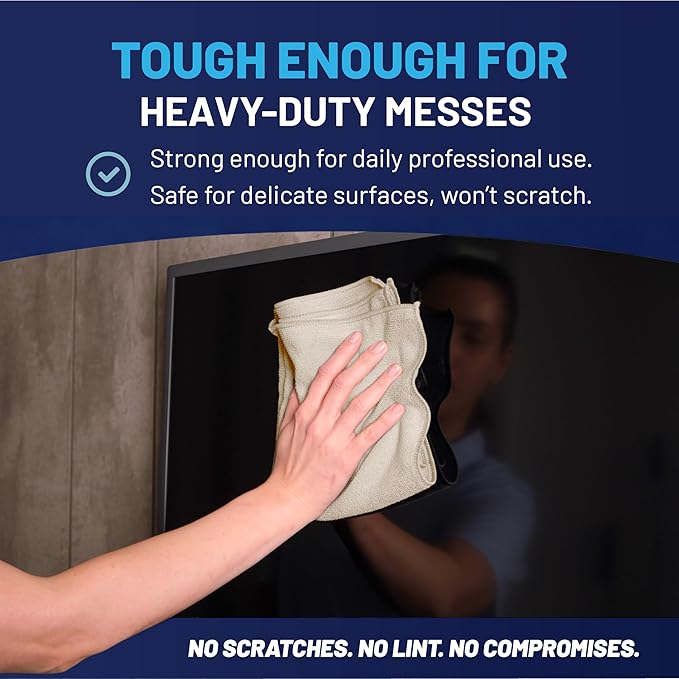 MW Pro Multi-Surface Microfiber Towel – Sand Olive Tan 12 Pack |16x16 Premium Cleaning Cloth | Clean Dust Polish Absorb | Large