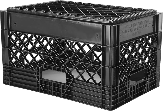 Hudson Exchange 19 x 13 x 11 (24 Quart 3 Pack) Mesh Commercial Grade Milk Crate Handled Storage Container Tote Black
