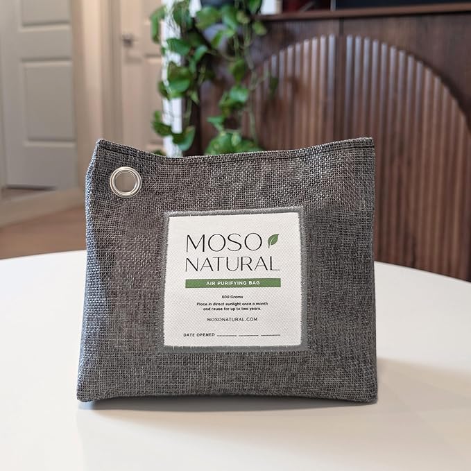 Moso Natural Air Purifying Bag 600g (3 Pack) Premium Bamboo Charcoal Odor Absorber | Pet Odor Eliminator for Home | Room Deodorizer for Large Spaces Bedroom Kitchen Basement | Charcoal Bags