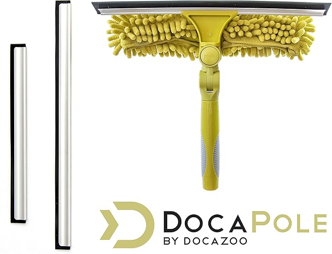 DOCA Telescoping Pole Attachment - Extension Pole for Cleaning Feather Duster Window Washing Kit Paint Roller Window Squeegee - High Reach Extendable Kit for Indoor &amp Outdoor - Squeegee Dual P