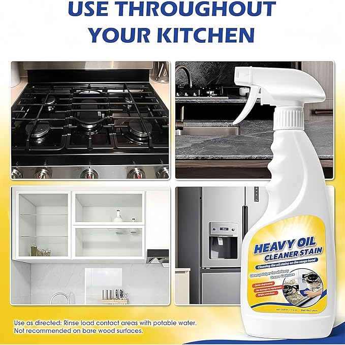 Heavy Oil Cleaner Stain Multi Purpose Cleaner for Kitchen Use Multi Surface Oil and Grease Remover for Oven Stove Range Hood Sink and Appliances (1PCS)