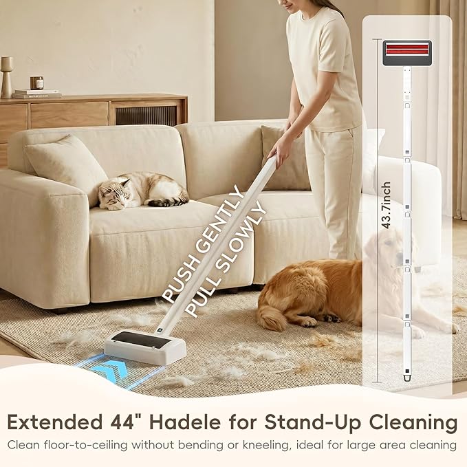 Pet Hair Remover for Carpet Electric Lint Roller Adjustable Handle Reusable Carpet Rake Dog Cat Hair Removal Tool for Carpets Rugs Furniture