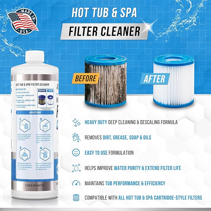 ACTIVE Mold Stain Remover Gel and Hot Tub Filter Cleaner - Includes 7oz Mold Stain Remover and 32oz Spa Filter Cleaning Solution