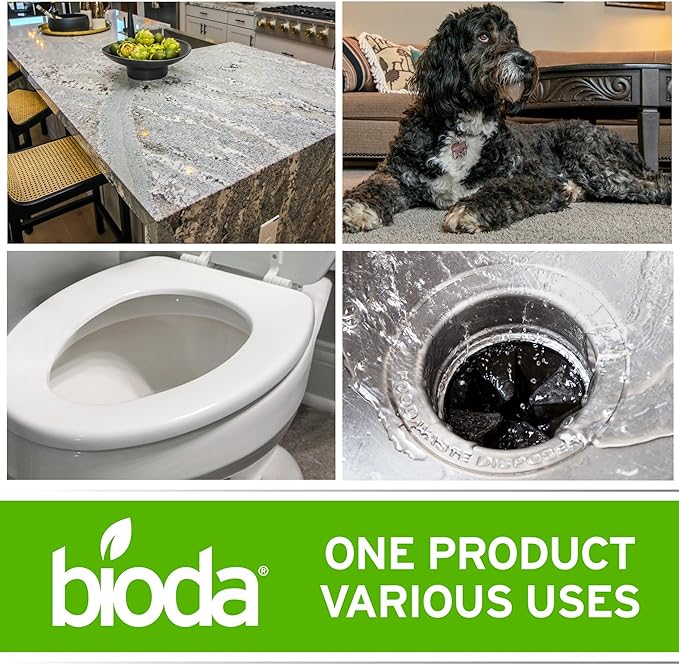Bioda Multi-Purpose Probiotic Enzyme Cleaner and Deodorizer | Professional Strength | Trash Can Deodorizer Pet Stains and Odors Drains Floors Bathrooms Toilets | Made in USA | 1 Gallon | 4 Pack