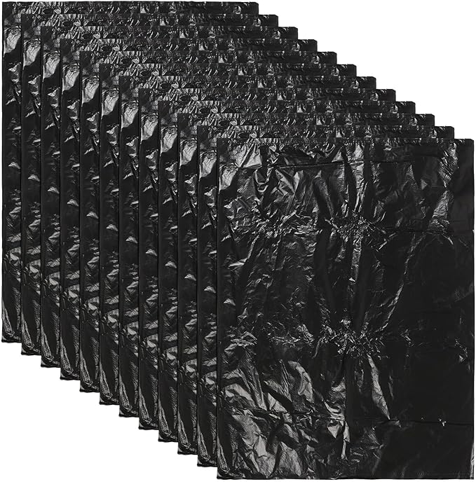 25pcs Black Garbage Trash Bags 90x110cm Thickened 2.5mil Plastic Wastebasket Liners for Bathroom Kitchen Office Use
