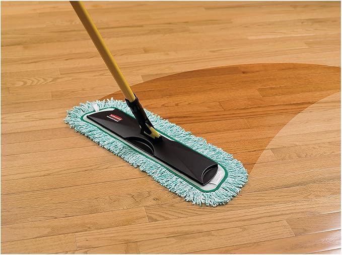 Rubbermaid Commercial Products HYGEN 36 inch Microfiber Dust Pad with Fringe Green For Janitorial/Professional Cleaners and Heavy-Duty industrial Cleaning/Dusting/Sweeping