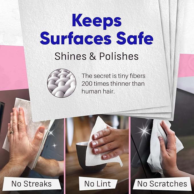 Zezo-Fiber Microfiber Cleaning Cloth - Highly Absorbent Premium Towels for Cars Kitchen Glass and Automotive Surfaces Soft Lint-Free Reusable Multipurpose Cleaning Rags11 Pack