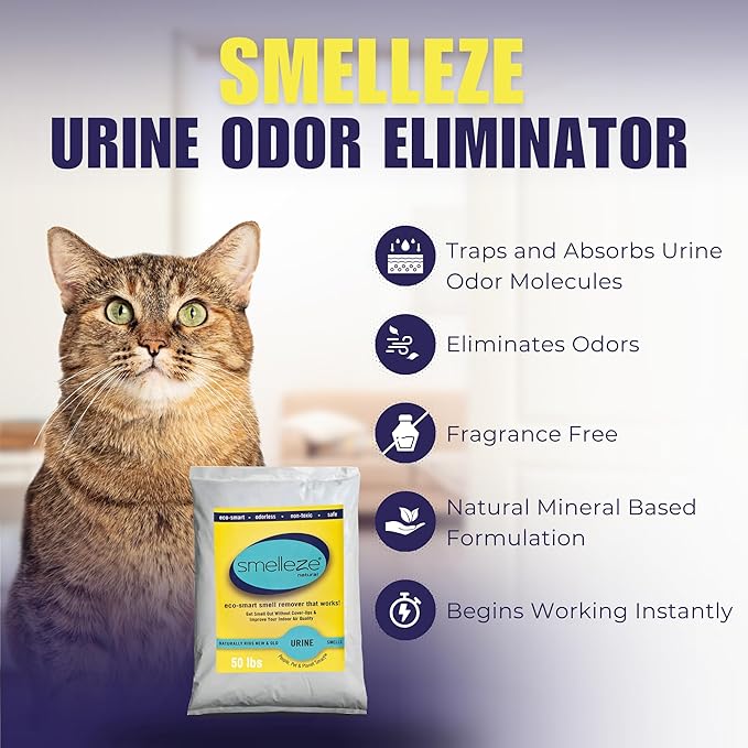 SMELLEZE Natural Urine Smell Remover Deodorizer: 50 lb. Granules Get Pee Stink Out