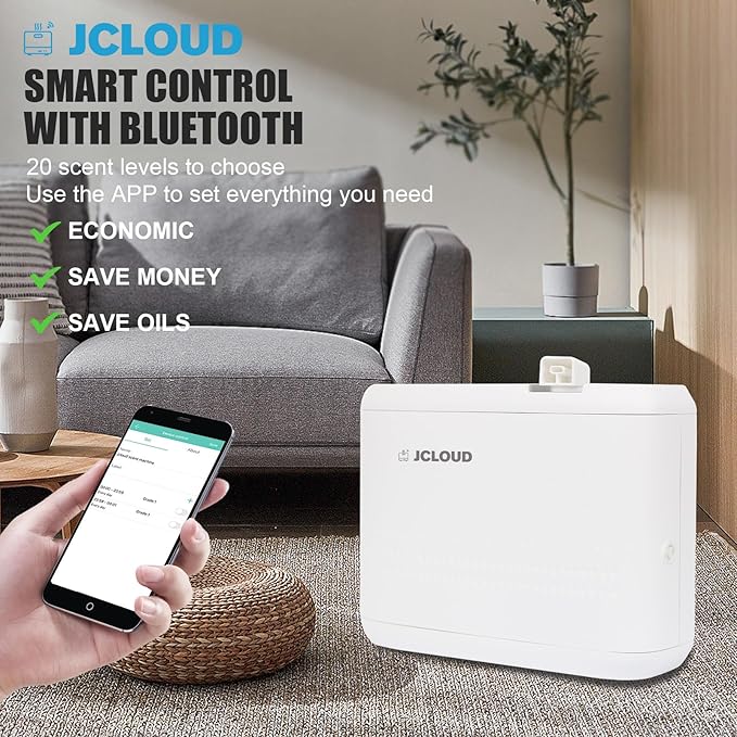 JCLOUD Smart Scent Air Machine for Home Hotel Scent Diffuser with Cold Air Tech 850ML HVAC Scent Diffuser Cover Up to 4500 Sq. Ft Upgraded Waterless Oil Diffuser for Home Hotel Office Spa