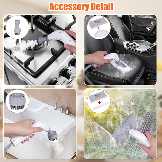 9 in 1 Handheld Steam Cleaner for Home Use Portable Steamer for Cleaning Multi-Function High Pressure Steam Cleaner for Car Detailing/Kitchen/Upholstery/Tile/Grout/Camping &amp All