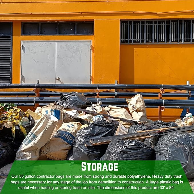 Farm Plastic Supply - 55 Gallon Trash Bags 6 Mil - Contractor Trash Bags Black Trash bags Heavy Duty Garbage Bags (10)