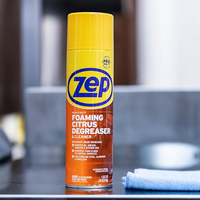 Zep Heavy-Duty Foaming Citrus Degreaser &amp Cleaner - 18 oz. (Case of 6) - ZUHFD186 - Pro-Trusted Citrus Formula Cuts Through Grease &amp Grime with Ease