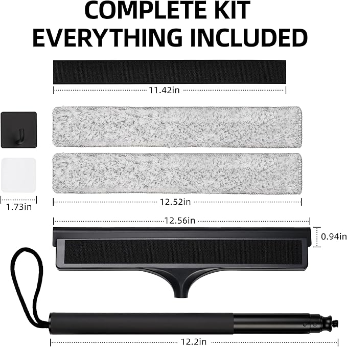 Window Squeegee with Flip-Head Shower Squeegee 16-59 Long Handle Telescopic Pole &amp 30% Thicker Blade Shower Squeegee for Glass Doors Shower Car Windows Bathroom