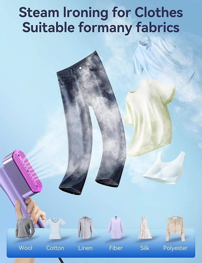Steamer for Clothes Sundu Portable 2-in-1 Steamer &amp Iron 15s Fast Heat-up 100ml Water Tank Ironing Gloves 20 Min Continuous Steam Wrinkle Remover for Garment Travel &amp Home Use (Rose Pur