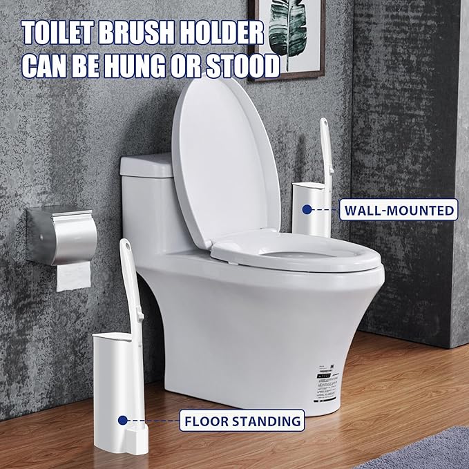 Disposable Toilet Brush with 30 Brush Heads 3-in-1 Toilet Cleaning System Set-2 Ergonomic Toliet Wand 2 Compact Holder 30 Pre-Filled Cleaning Solution Refills for Deep Scrub Toilet. 2 Pack.