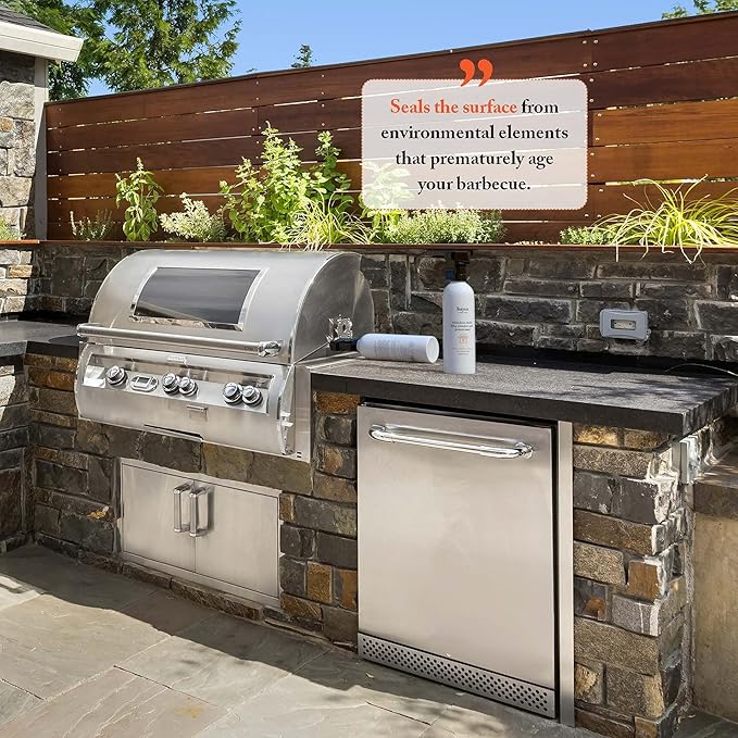 Bayes High-Performance Stainless Steel BBQ Exterior Cleaner and Protectant - Cleans Shines and Protects Stainless Steel Barbecue Surfaces Shields from Outdoor Elements - 16 oz 6 Pack