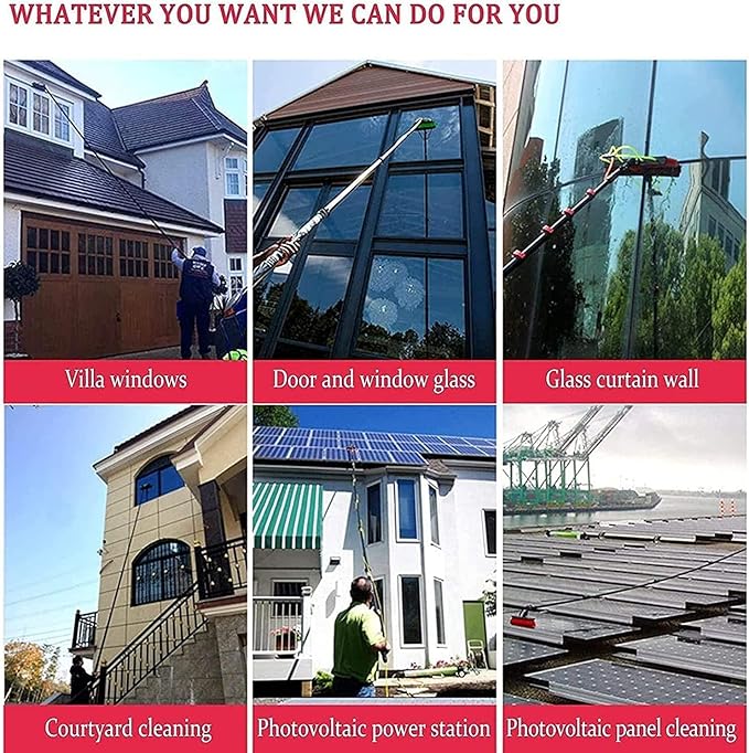 Window Cleaning Brush Water Fed Pole Kit Window Cleaning Pole 3.6M 5.4M 6M 7.2M 9M 11M Outdoor Window Cleaner Hose Window Cleaner Kit Cleaning Tool for Window Glass Solar Panel (36FT/11M) (20ft/