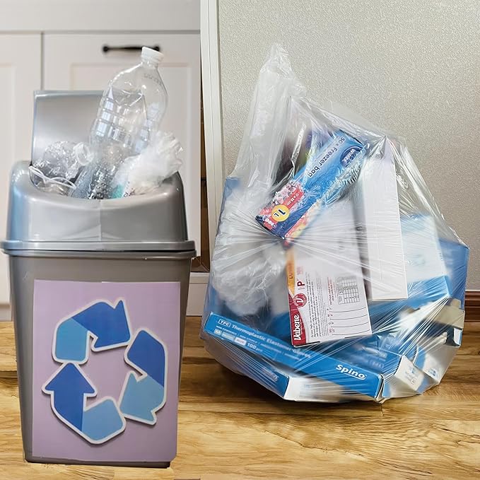 4-6 Gallon Trash Bags 300 Count Bulk Clear Plastic Recycling Bags Multi-purpose Garbage Bags for Business Home Bathroom Kitchen Commercial and Industrial