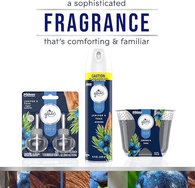 Glade Air Freshener Room Spray Juniper &amp Teak Fresh Collection 8.3 oz 6 Count