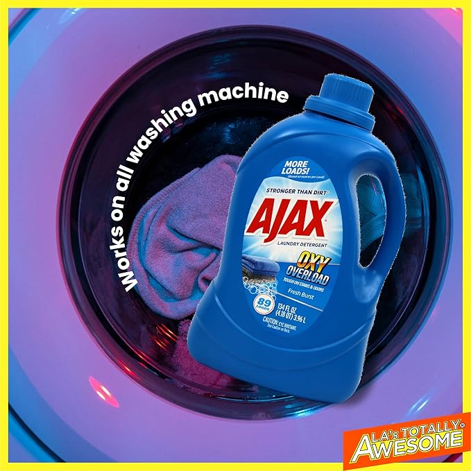 SOILOVE 1 Gallon Laundry Stain Remover &amp Ajax 134oz Oxy Overload Liquid Laundry Detergent – Ultimate Stain-Fighting &amp Freshness Duo for Tough Stains &amp Clean Clothes