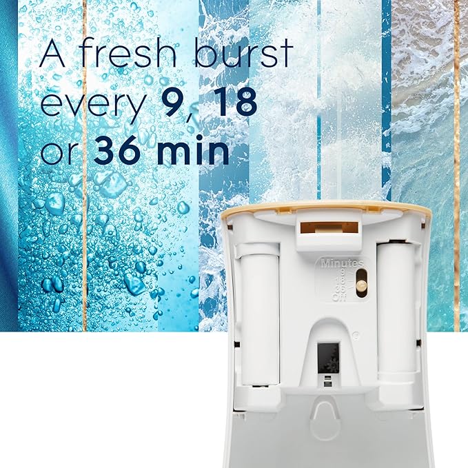 Glade Automatic Spray Refill and Holder Kit Air Freshener for Home and Bathroom Aqua Waves 6.2 Oz 2 Count (Pack of 2)