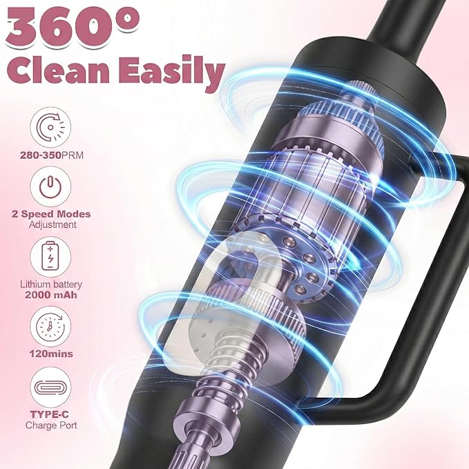 Electric Water Bottle Brush and Straw Cleaner Brush Long Handle Bottle Cleaner Brush 2 in 1 Bottle Cleaning Brush for Sports Bottles Baby Bottles Mugs StrawsStanley Cup