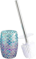 WHOLE HOUSEWARES | Modern Toilet Brush Set | Toilet Bowl Brush and Holder | Bathroom Accessory Set | Toilet Brushes for Bathroom | Freestanding Mosaic Toilet Bowl Cleaner (Mermaid)