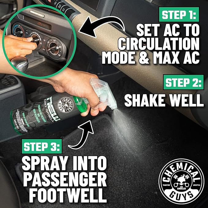 Chemical Guys New Car Smell Air Freshener and Premium Odor Eliminator Refreshes &amp Neutralizes Odors Great Car Fresheners for Trucks SUVs RVs and More - 16 Fl Oz (Pack of 2)