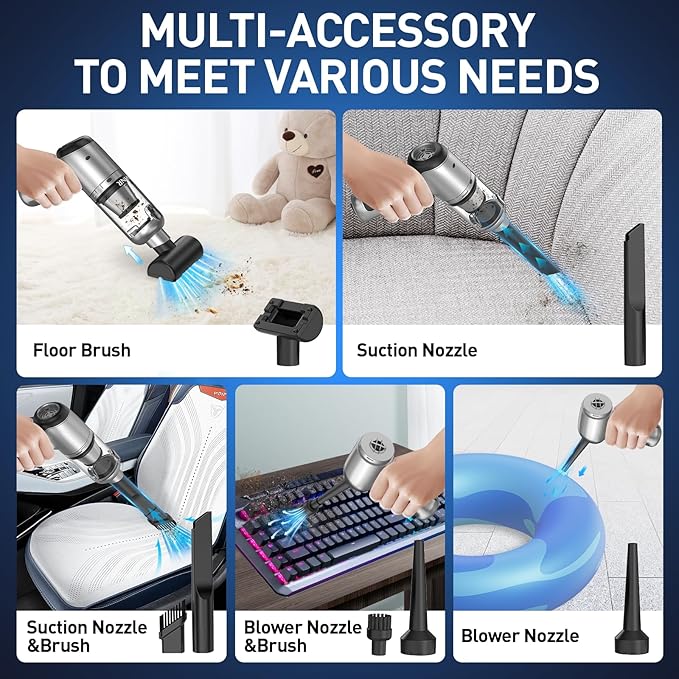AHNR Handheld Car Vacuum Cleaner Cordless with Brushless Motor 20000PA High Power Vacuum Cleaner &amp Air Duster 3 in 1 Keyboard Portable Mini Hand Held Vacuums Cleaner for Car Home