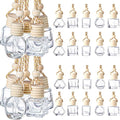 Zubebe 500 Pcs Hanging Car Diffuser Bottles Bulk 5 Styles Empty Glass Refillable Air Freshener Bottles with Wooden Cap for Perfume Essential Oils Fragrance Aromatherapy Ornament 8ml 10ml