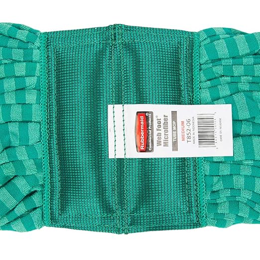 Rubbermaid Commercial Products Web Foot® Medium 20 Ounce Microfiber Tube Wet Mop 5 Headband Green for General Purpose Floor Cleaning Abrasive Cleaning and Heady-Duty Scrubbing