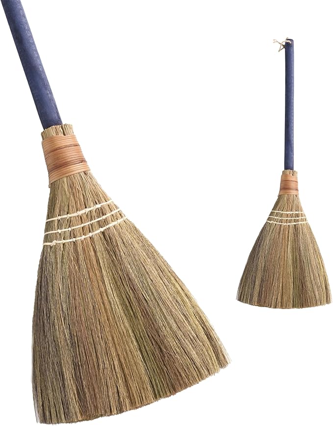 Handmade Whisk Sweeping Broom - Brooms for Wedding Jumping Ceremony Halloween DIY Decoration - Vietnamese Straw Soft Broom - 12.2 Width 28.35 Length
