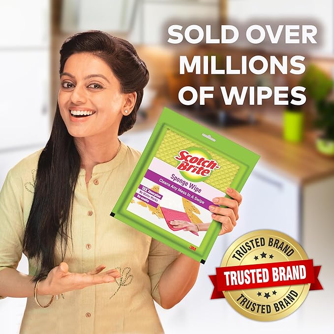 Scotch-Brite Sponge Wipe (Large Pink &amp Yellow Pack of 3)