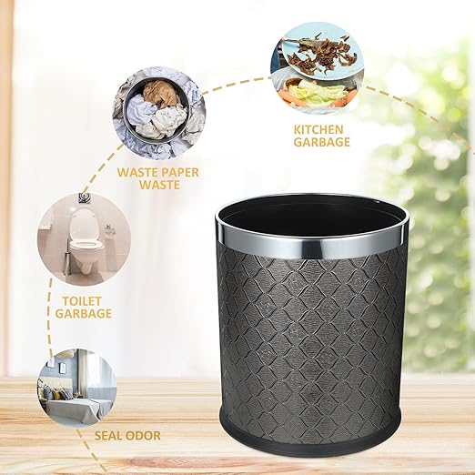 BESPORTBLE Plastic Wastebasket for Bedroom and Bathroom Plastic Trash Can with Large Opening Compact Round Waste Bin for Kitchen Office Home Use Easy to Clean and Stable Design