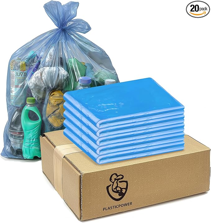 Generic Large 39-40 Gallon Heavy Duty Trash Can Bags|2 Mil |Blue Thickened/Plastic Bag-Kitchen&ampYardBuildingOutdoorHotel Property-Made in the USA (20)
