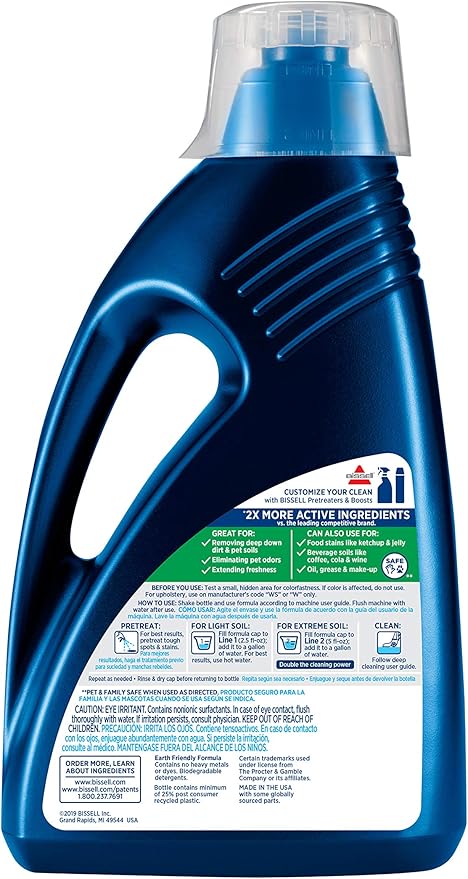 Bissell OXY Clean + Refresh with Febreze Carpet Cleaning Solution for use in Leading Upright Carpet Cleaners 60oz Deep Cleans with Oxy eliminates pet Odors