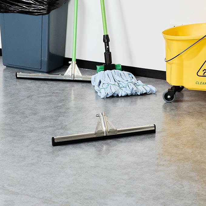 Restaurantware-SQUEEGEE ONLY: Clean Tek Professional 21.75 Inch Floor Squeegee 1 Broom With Double Rubber Blade - Handle Sold Separately Heavy-Duty Steel Wiper For Concrete Floor