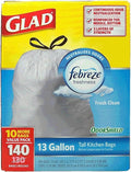 Glad 13 Gallon Odor Shield Tall Kitchen Trash Bags 140 Count