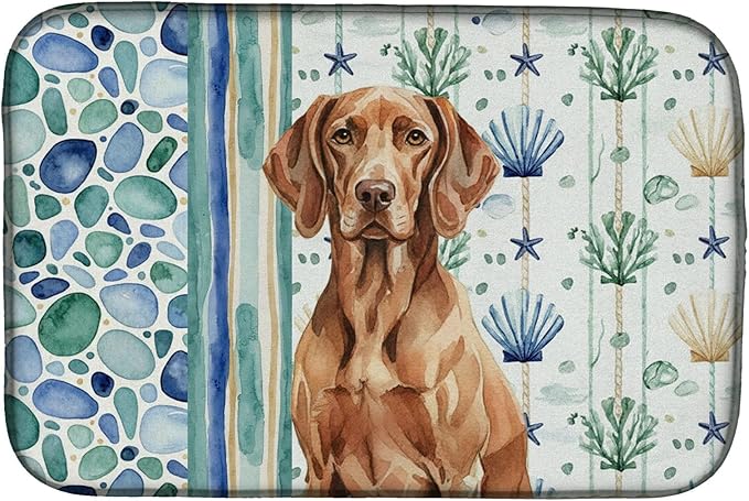 Caroline's Treasures Liver Pointer Coastal Sea Glass Dish Drying Mat Absorbent Dish Drying Mat Pad for Kitchen Counter Dish Drainer Mat for Countertop 14 x 21 Multicolor