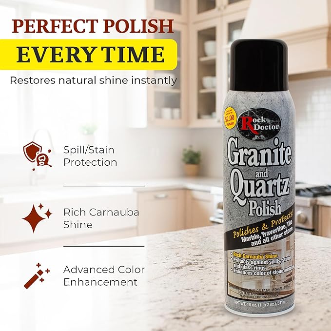 Rock Doctor Granite &amp Quartz Care Kit 3 Piece Maintenance Stone Care Combo Kit – Cleans &amp Renews Marbel Travertine Tile and All Other Stone Fresh Pack of 3 54.0 Ounce