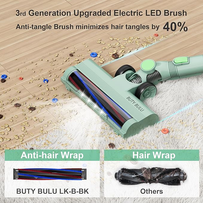 Cordless Vacuum Cleaner Stick Handheld 2200mAh Rechargeable Battery 30KPa Lightweight Small Vac Electirc Broom 40Mins Runtime for Home Hard Floor Carpet Pet Hair Cleaning LED Screen